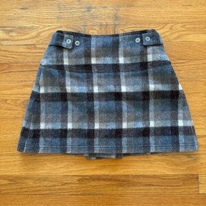 Plaid Wool Mini Skirt - Gray and Black